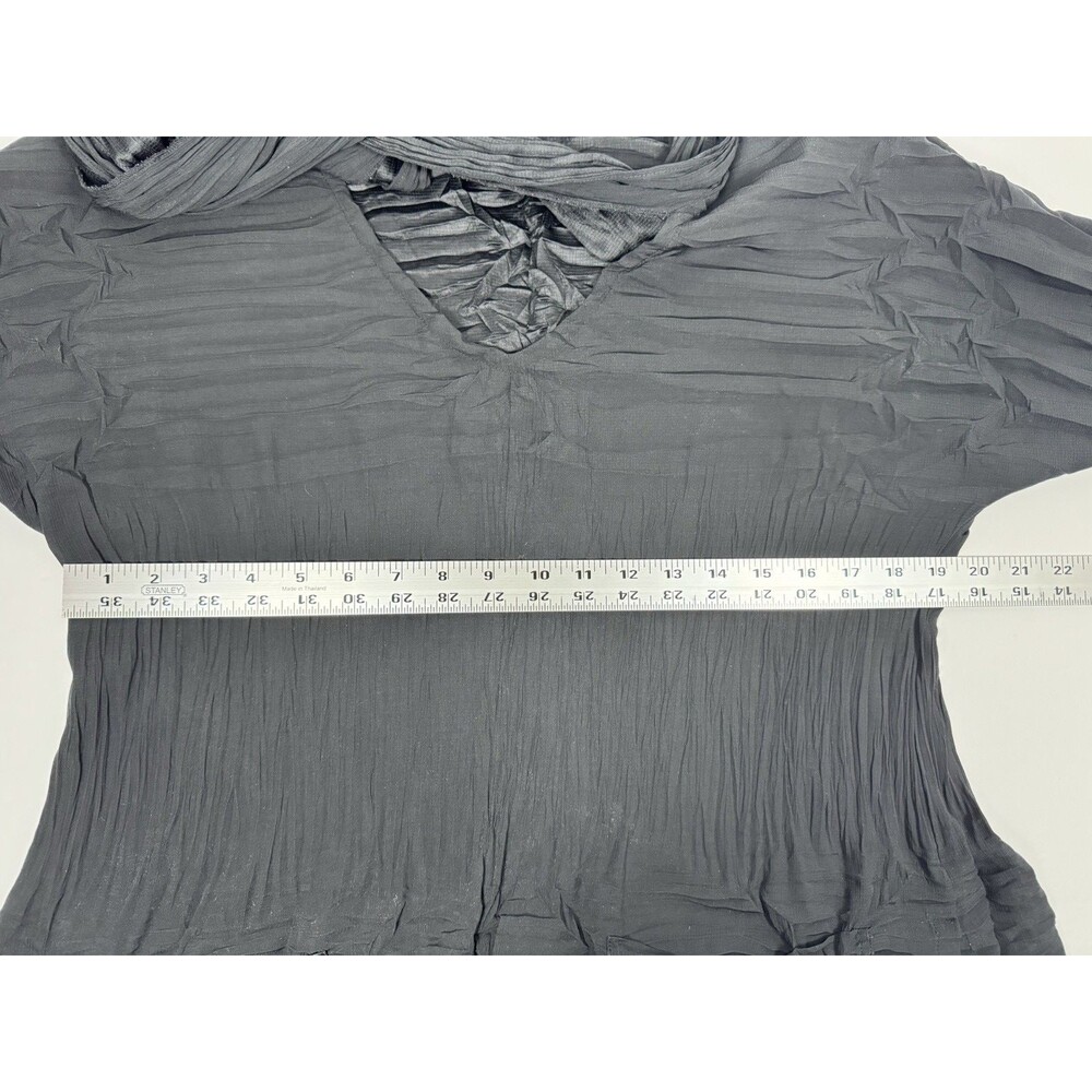Babette SF Art To Wear Tunic Blouse Small Black Crinkle Scarf Top Minimalist - Picture 11 of 14